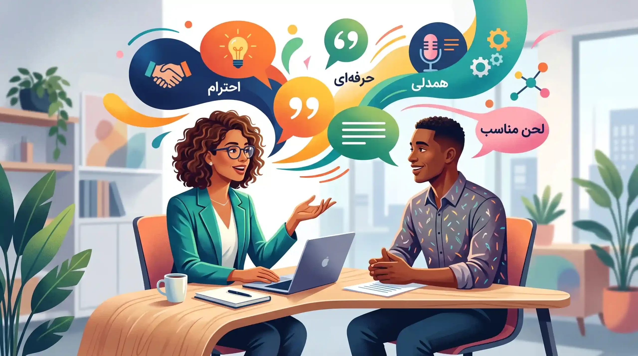 💬 اصول نگارش لحن و ادبیات مناسب در گفتگو