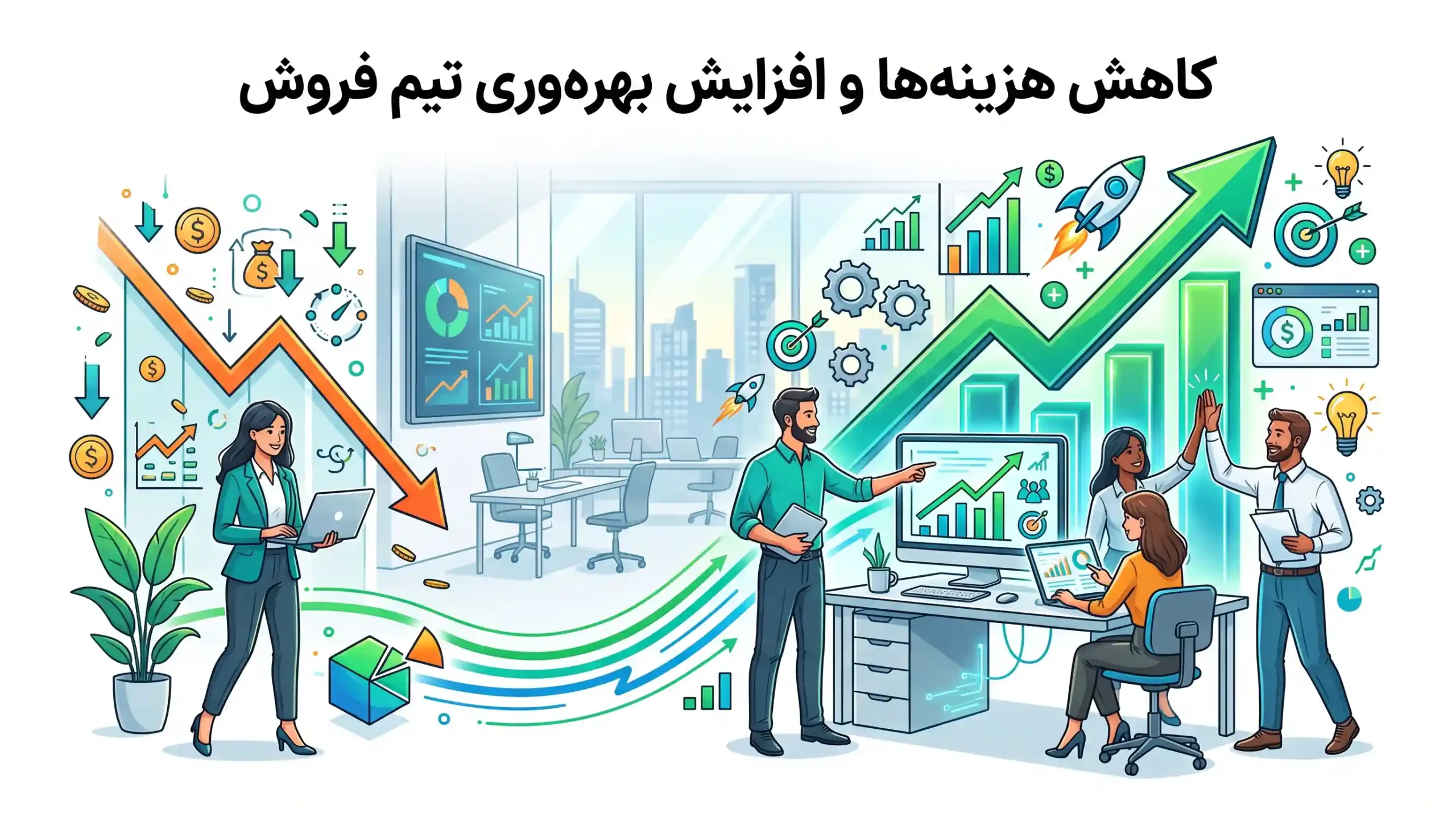 💡 کاهش هزینهها و افزایش بهرهوری تیم فروش