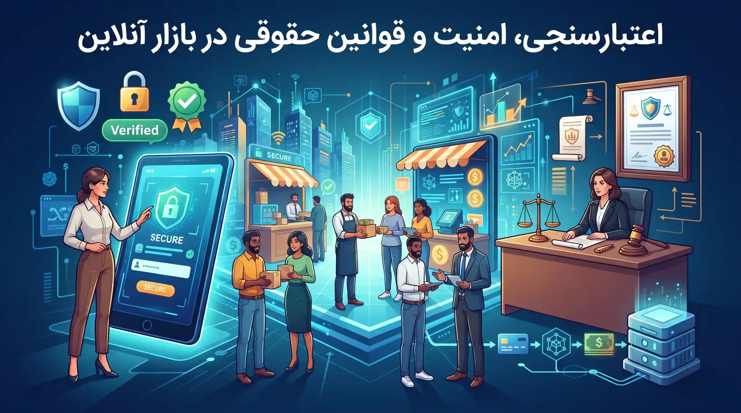 🔒 اعتبارسنجی، امنیت و قوانین حقوقی در بازار آنلاین