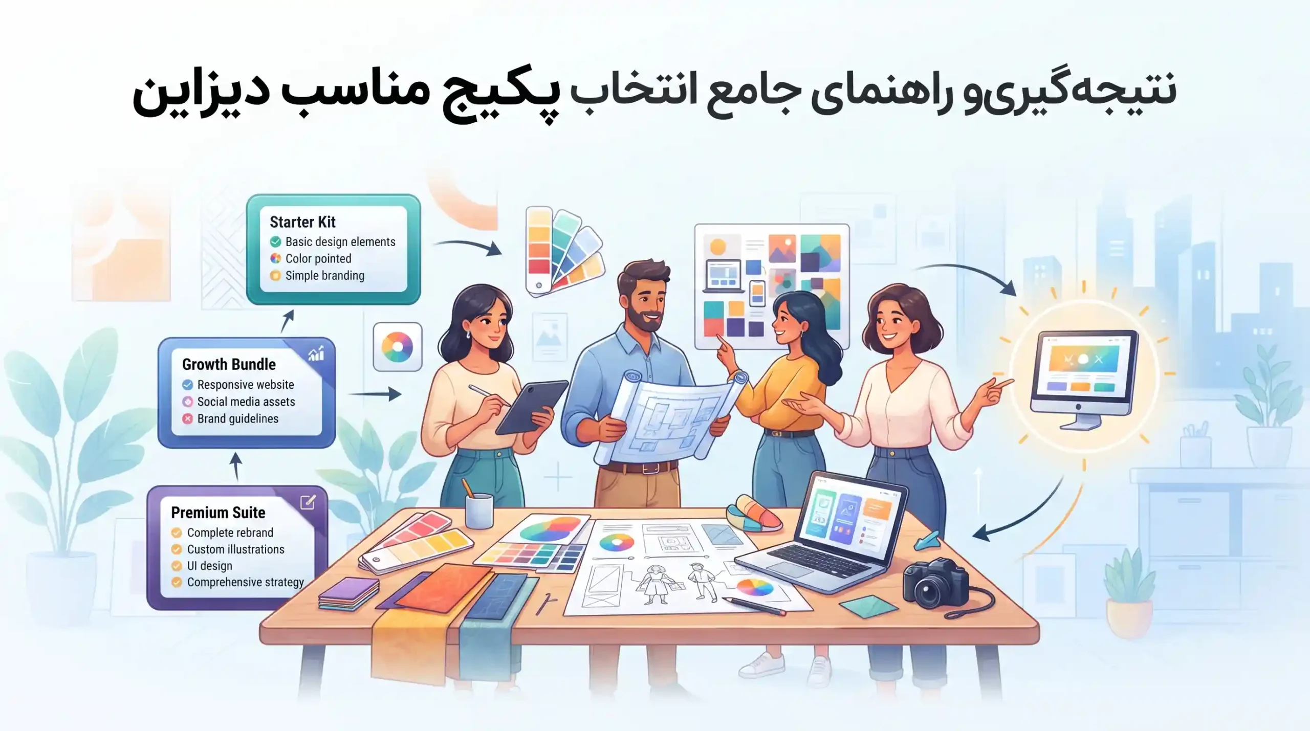 🚀 نتیجهگیری و راهنمای جامع انتخاب پکیج مناسب دیزاین