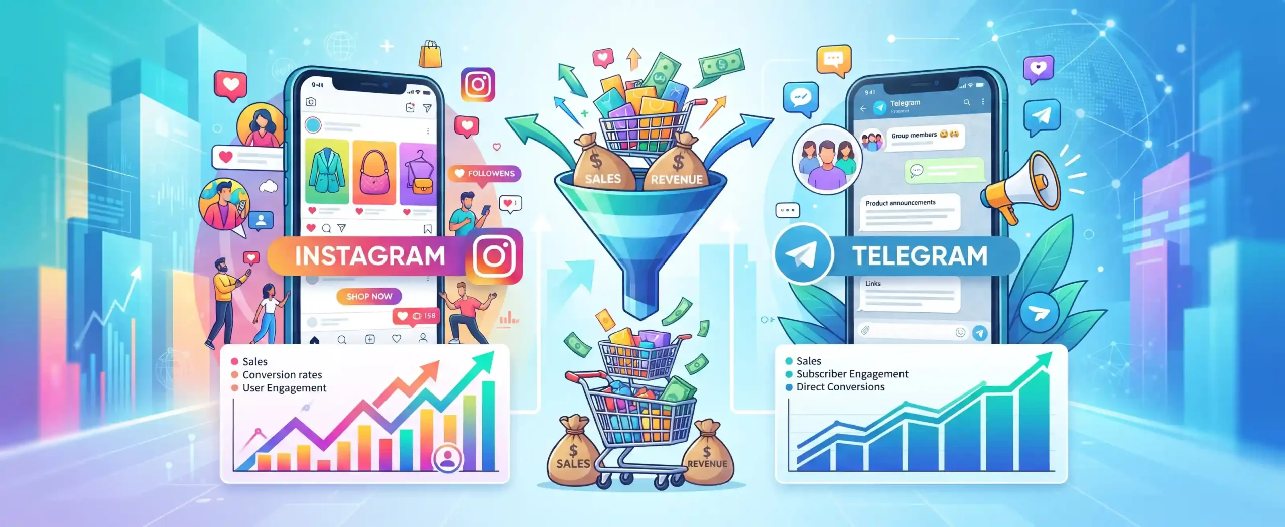 📈 مقایسه تاثیر کمپین‌های اینستاگرامی و تلگرامی در فروش محصول