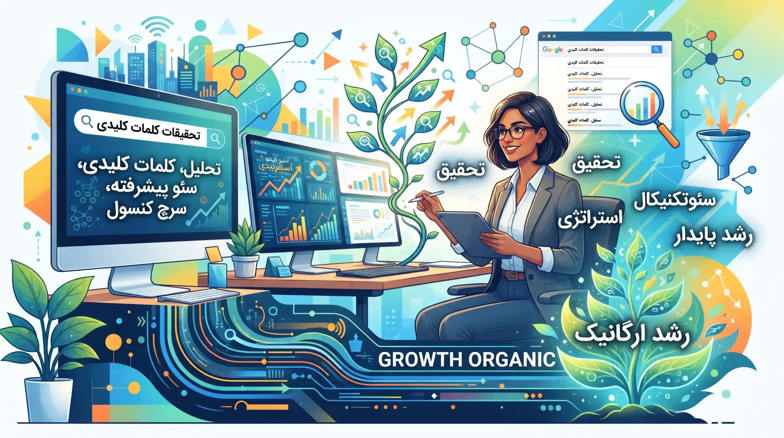 🔍 تحقیقات کلمات کلیدی و سئو پیشرفته برای رشد ارگانیک