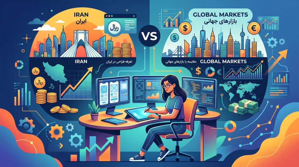 بررسی تعرفه طراحی UI و UX در ایران و مقایسه آن با بازارهای جهانی