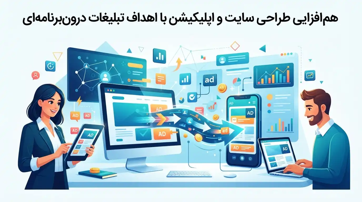 📱 هم‌افزایی طراحی سایت و اپلیکیشن با اهداف تبلیغات درون‌برنامه‌ای