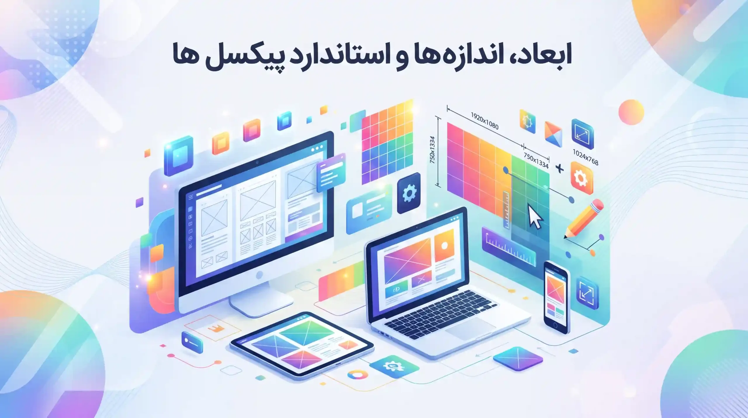 📐 ابعاد، اندازه‌ها و استاندارد پیکسل‌ها