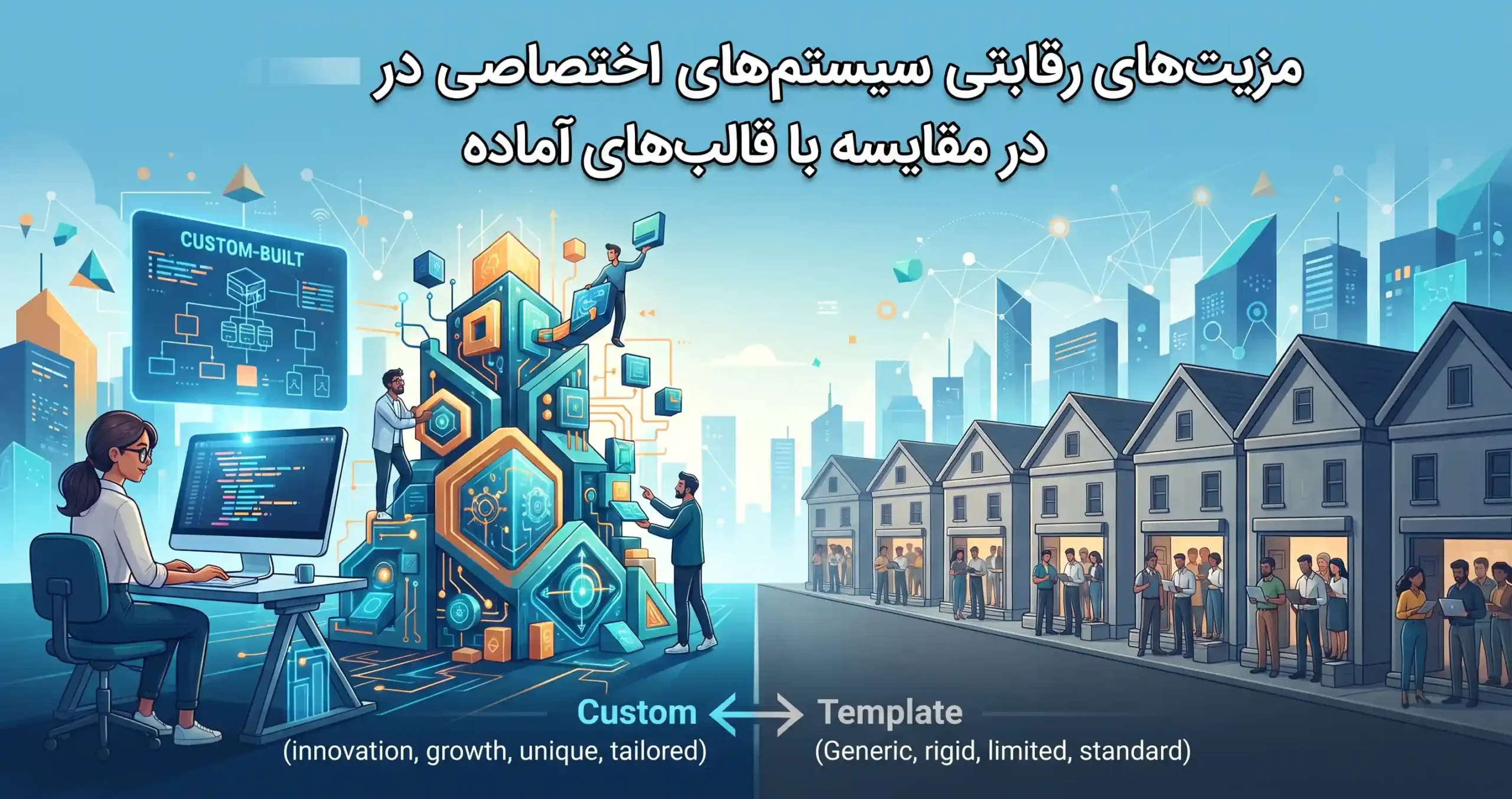 💡 مزیتهای رقابتی سیستمهای اختصاصی در مقایسه با قالبهای آماده