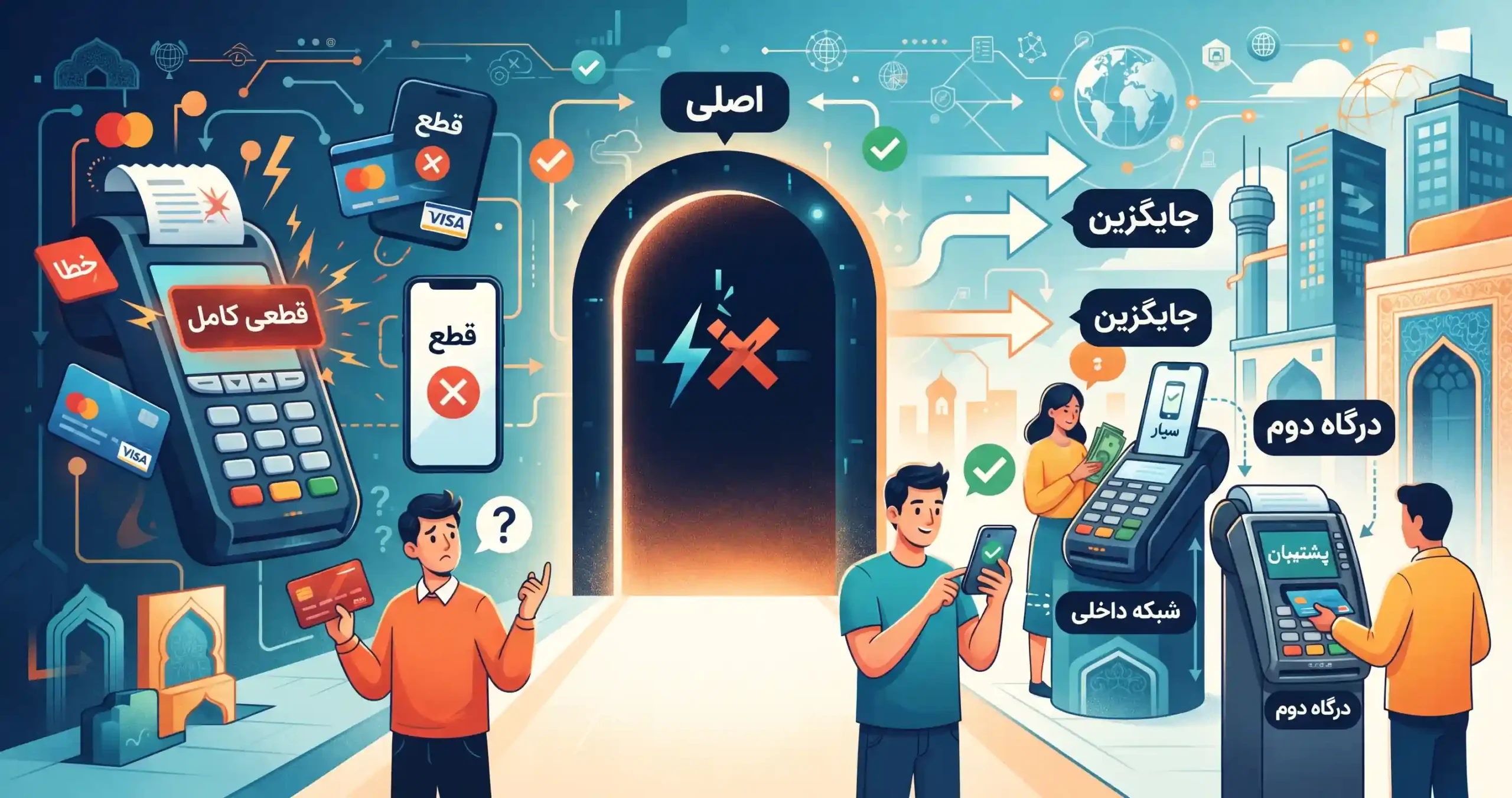 💡 راهکارهای جایگزین در زمان قطعی کامل درگاه اصلی