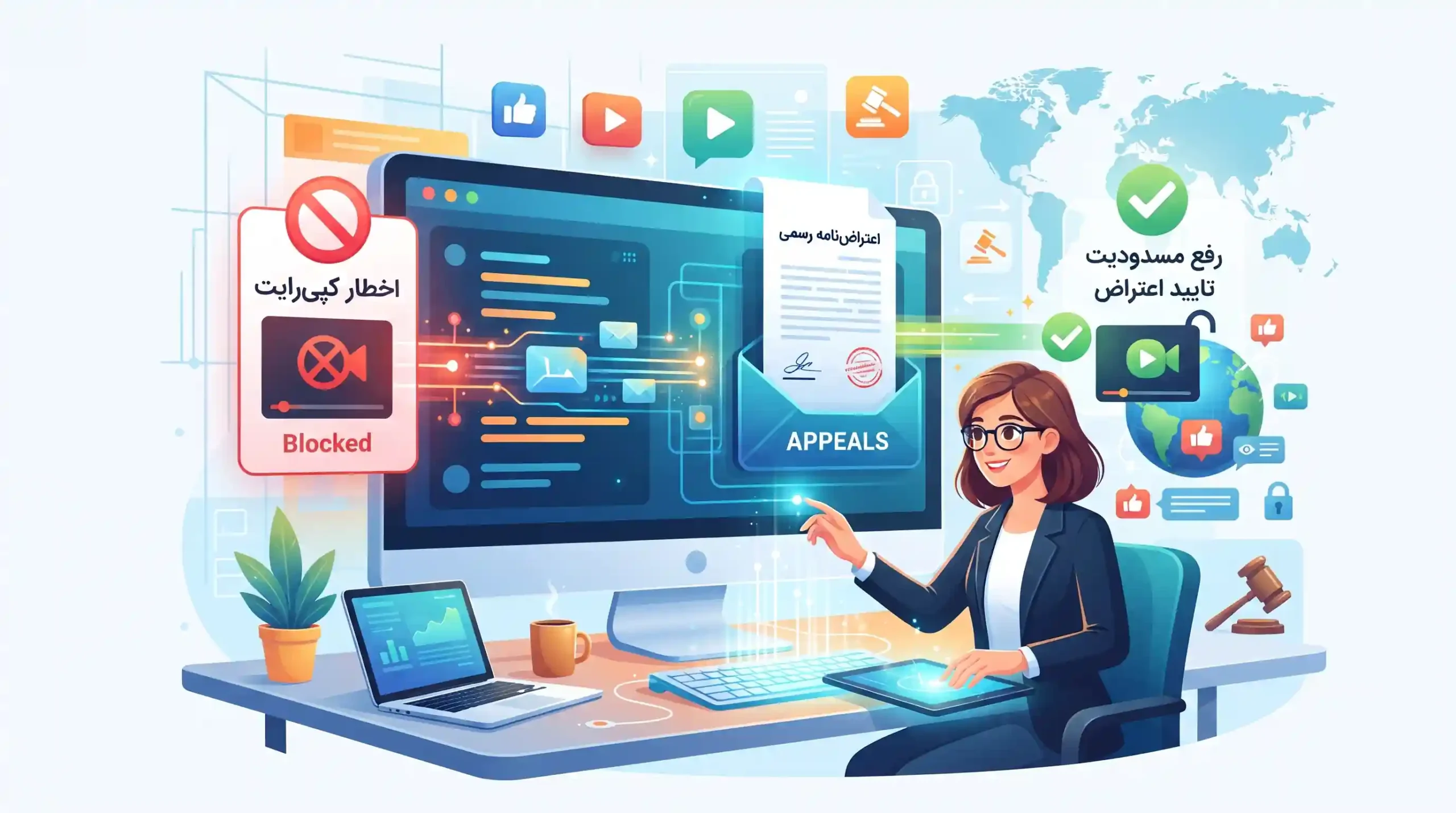 🛡️ نحوه رفع مسدودیت و اعتراض به اخطارهای کپیرایت
