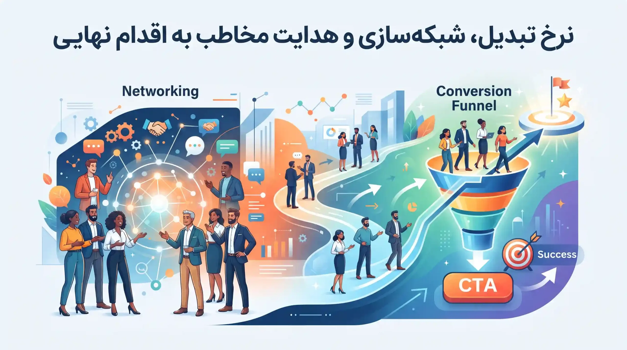 🤝 نرخ تبدیل، شبکهسازی و هدایت مخاطب به اقدام نهایی