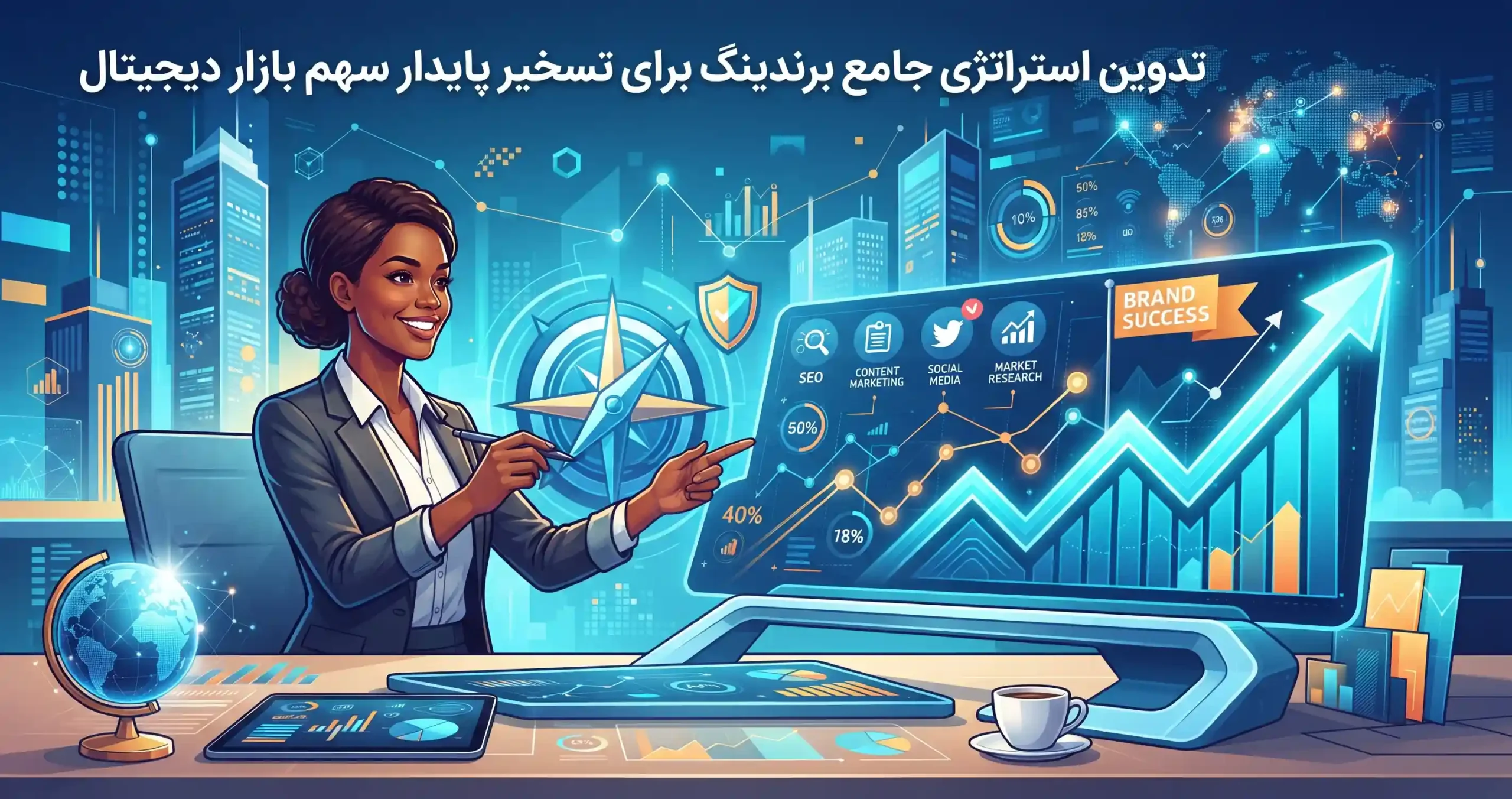 🌐 تدوین استراتژی جامع برندینگ برای تسخیر پایدار سهم بازار دیجیتال