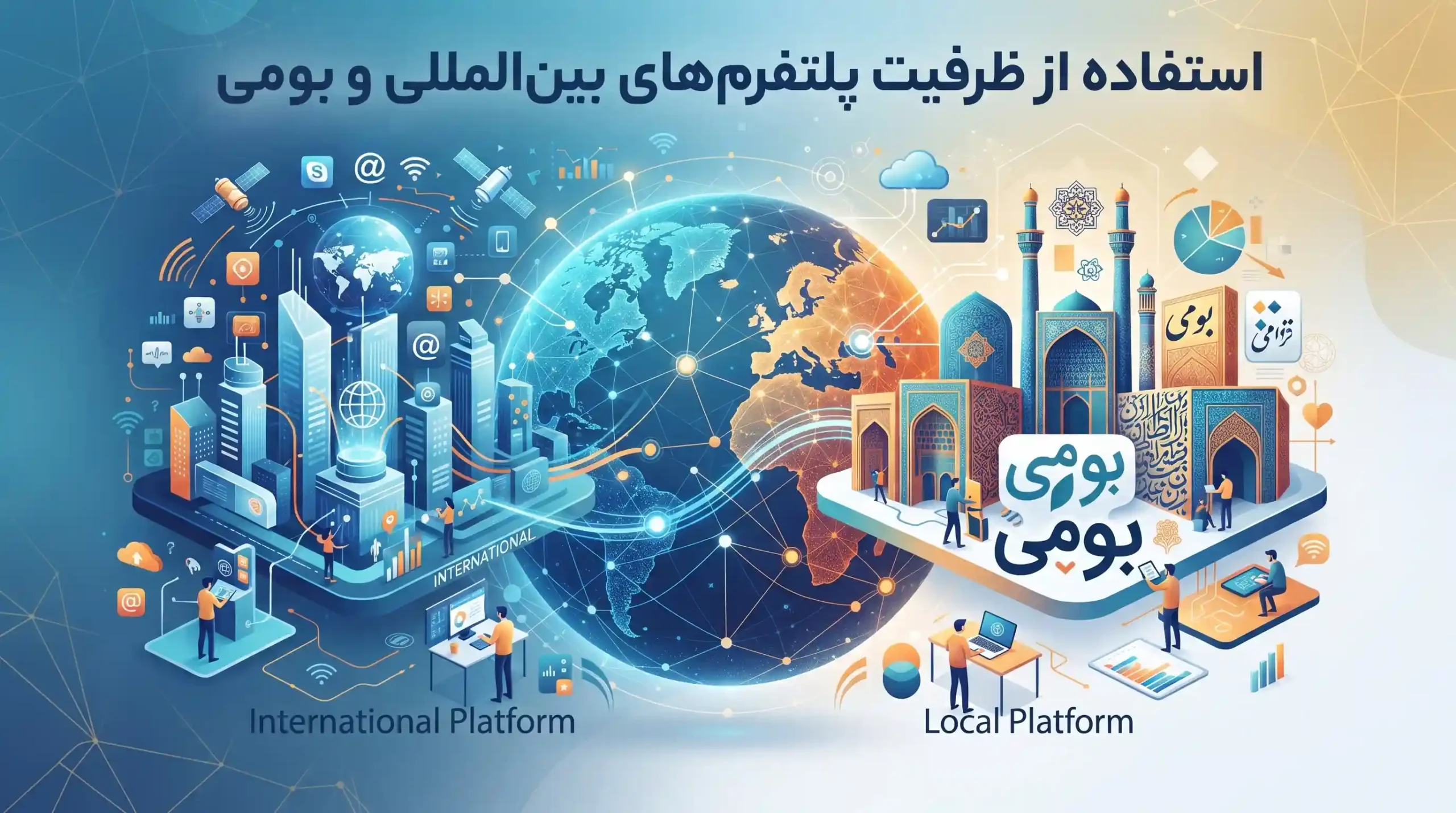 🌐 استفاده از ظرفیت پلتفرم‌های بین‌المللی و بومی