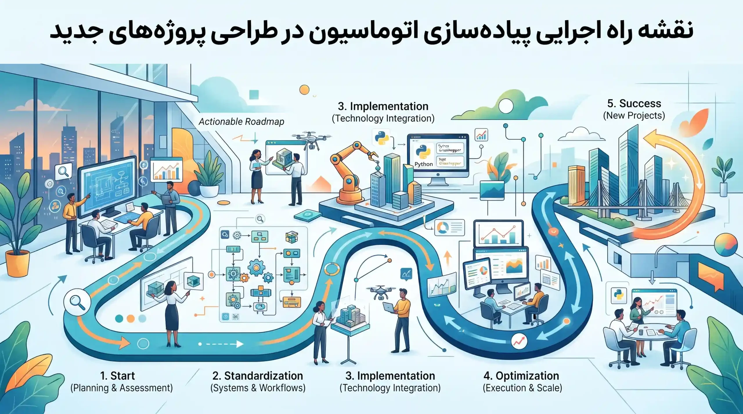 🎯 نقشه راه اجرایی پیادهسازی اتوماسیون در طراحی پروژههای جدید
