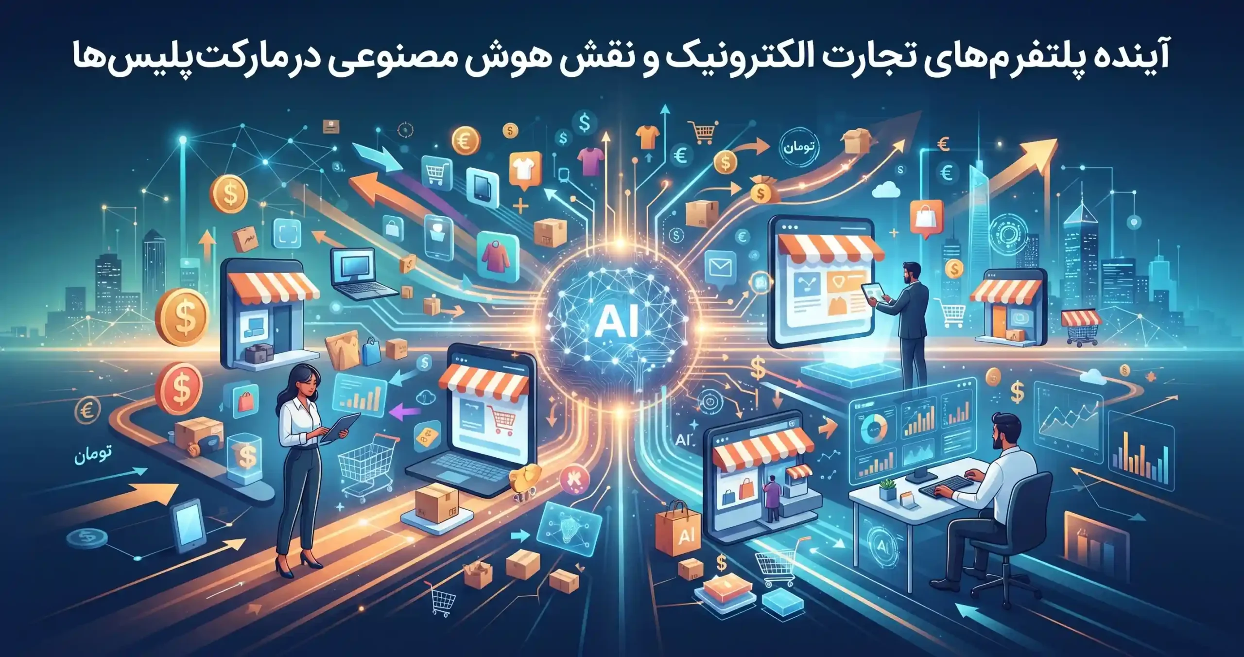 🔮 آینده پلتفرمهای تجارت الکترونیک و نقش هوش مصنوعی در مارکت پلیسها