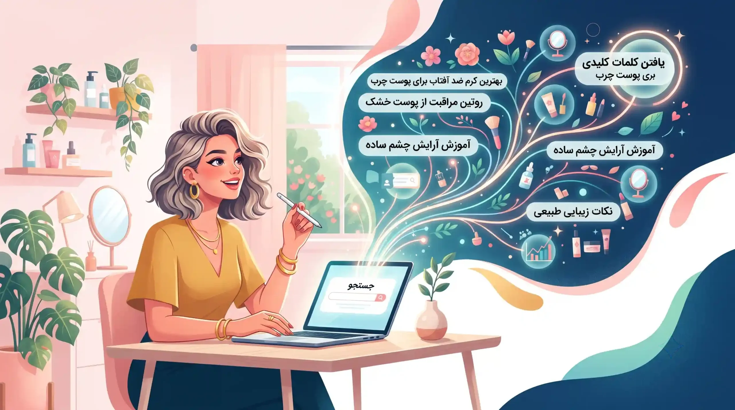 💡 یافتن کلمات کلیدی دمدراز برای وبلاگ زیبایی